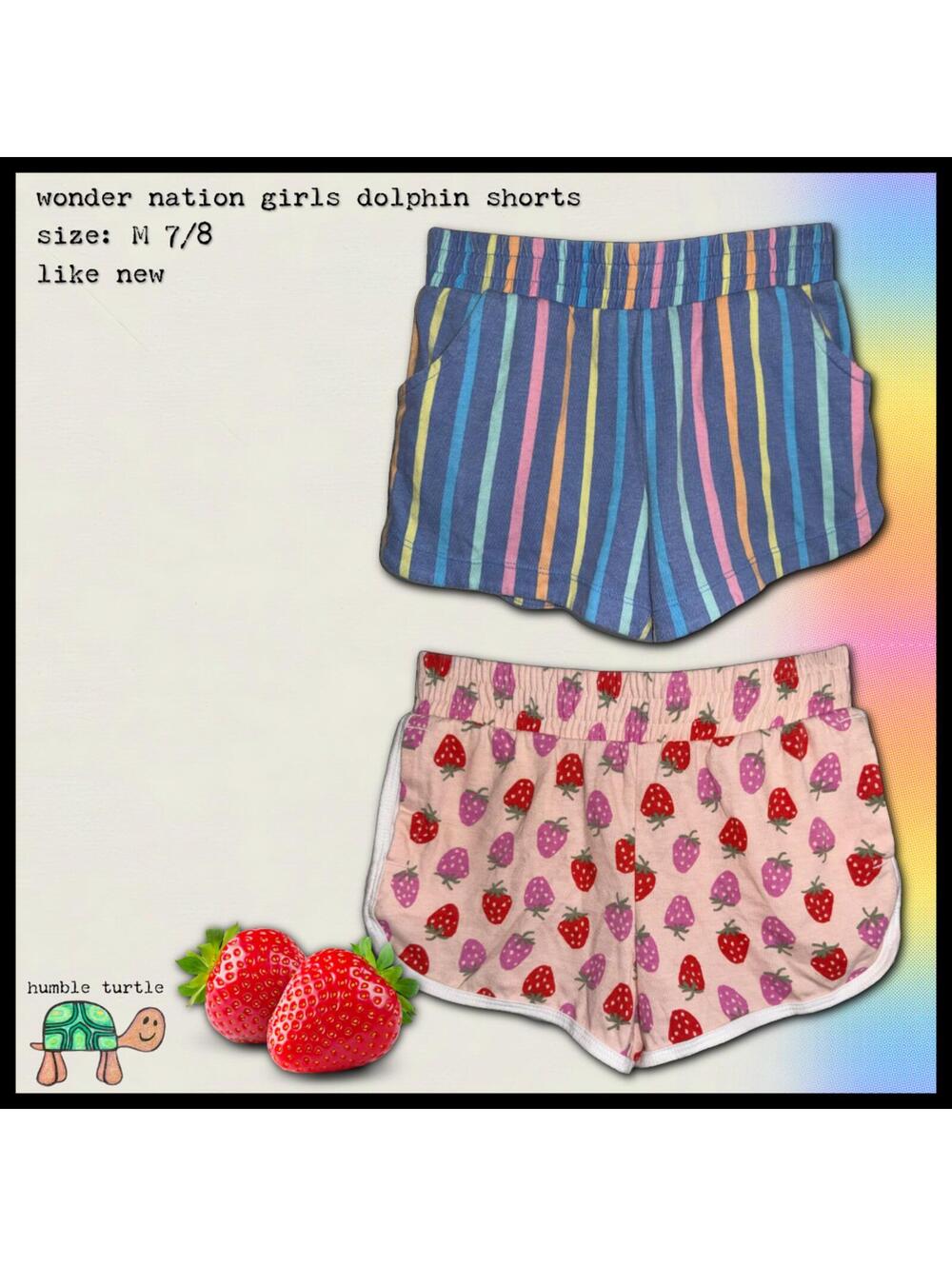 2 Pairs Wonder Nation Girls Dolphin Shorts Bundle Size M 7/8